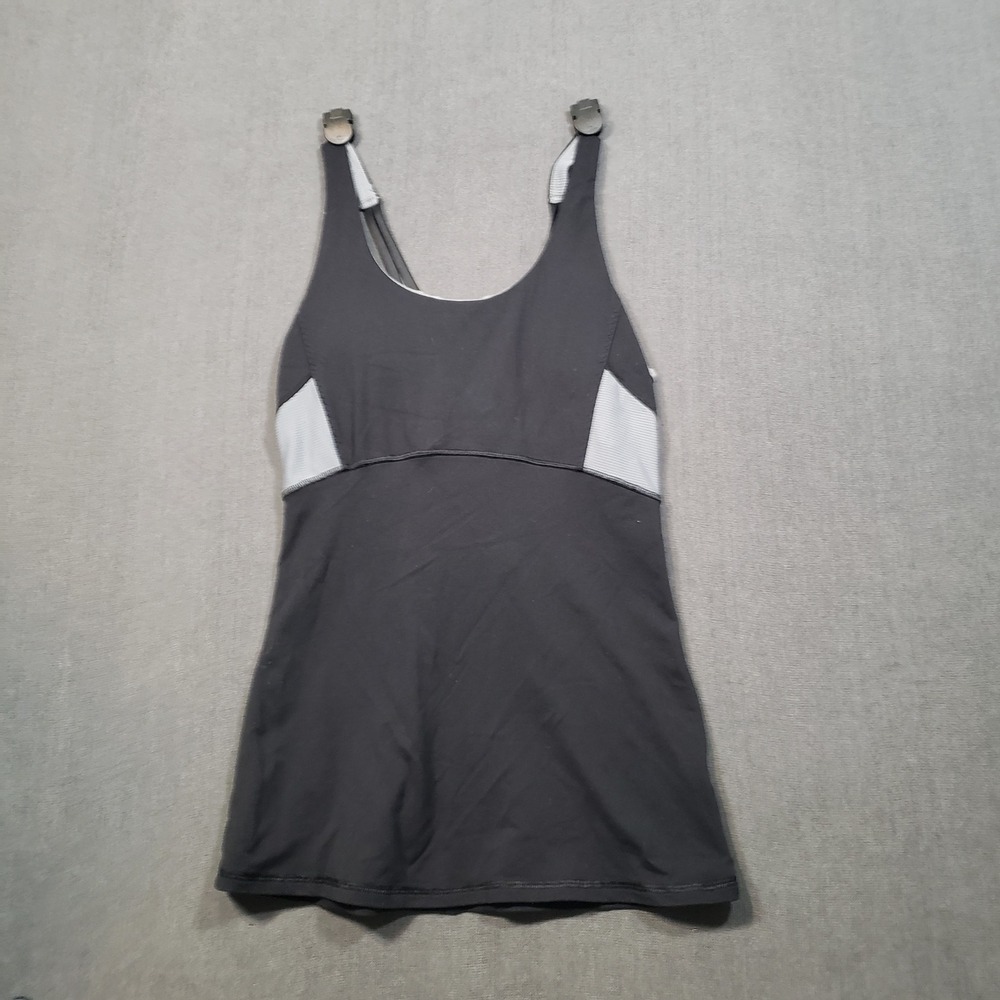 Athleta Yoga Tank Top Womens XS Black Strappy Racerback Built-in Bra 721655-03
